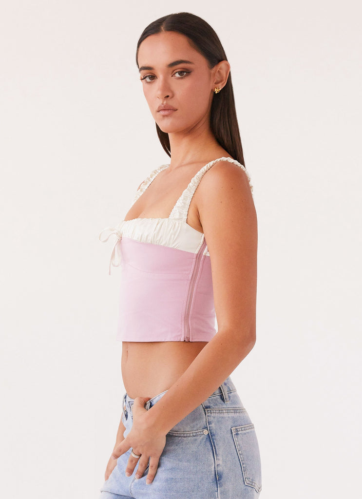 Womens Ryder Bustier Top in the colour Pink in front of a light grey background