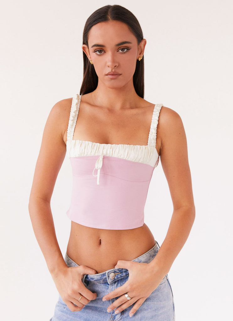 Womens Ryder Bustier Top in the colour Pink in front of a light grey background