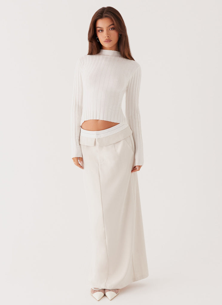 Womens Don't Kill My Vibe Maxi Skirt in the colour Ivory in front of a light grey background