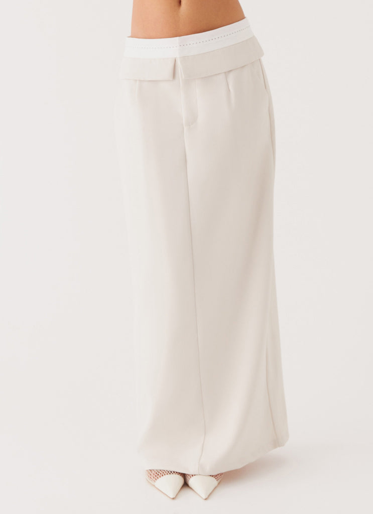 Womens Don't Kill My Vibe Maxi Skirt in the colour Ivory in front of a light grey background