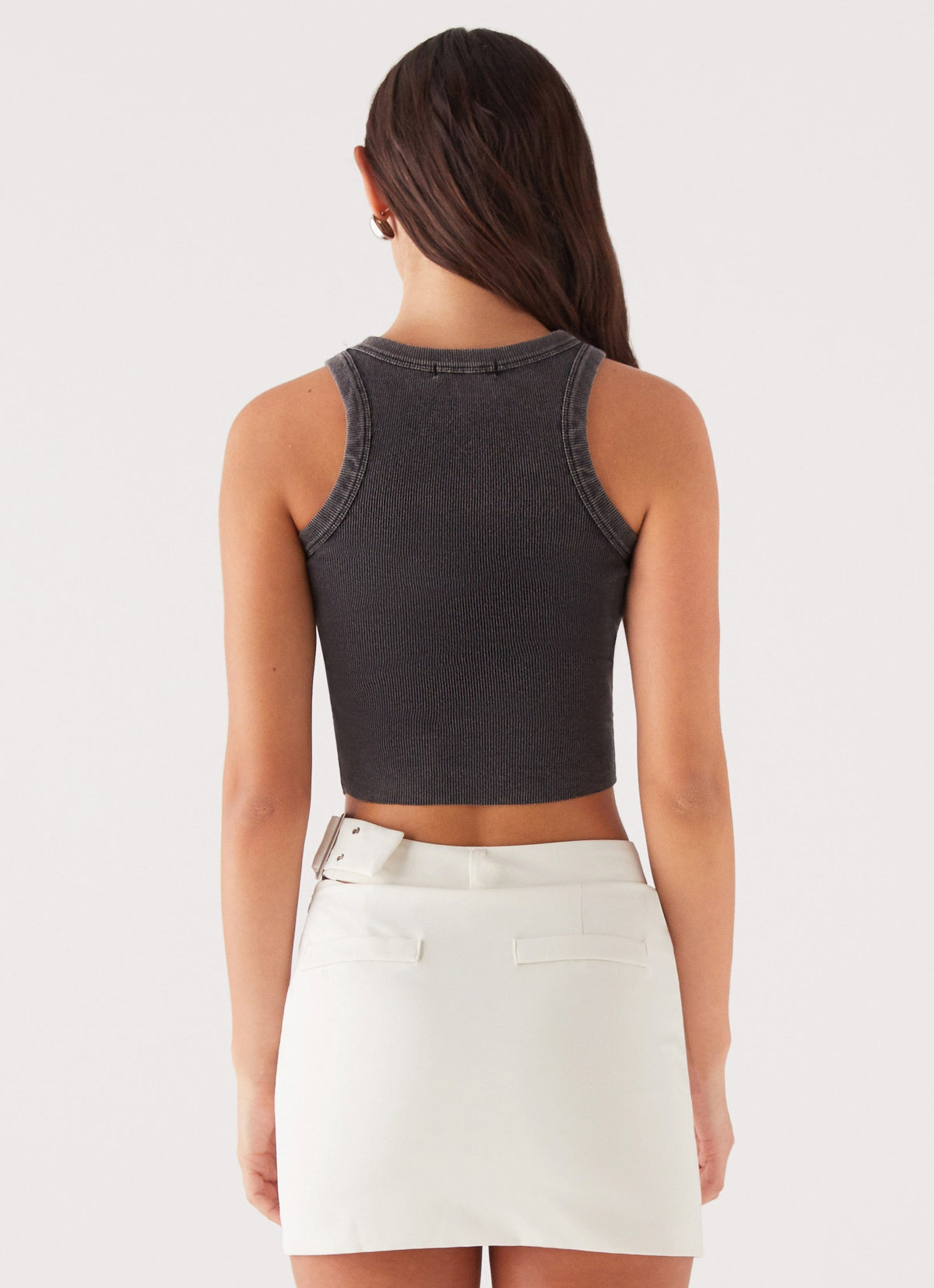 Womens Danger Zone Cut Out Mini Skirt in the colour Ivory in front of a light grey background
