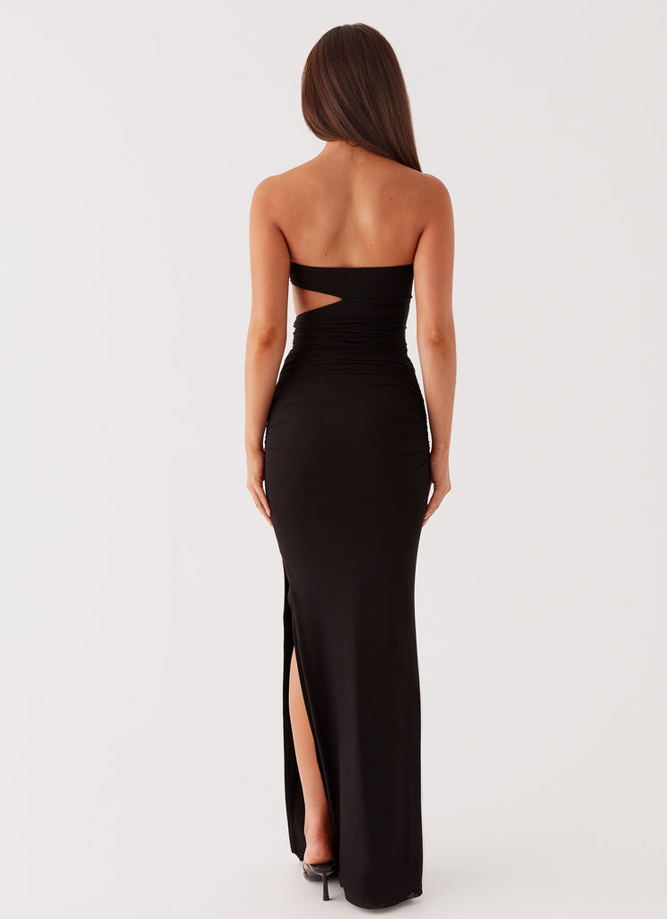 Womens Into Pieces Mesh Maxi Dress in the colour Black in front of a light grey background