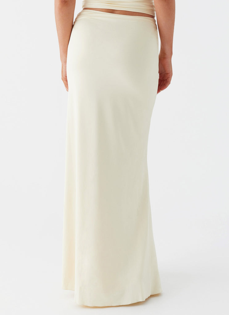 Womens Rayne Maxi Skirt in the colour Yellow in front of a light grey background