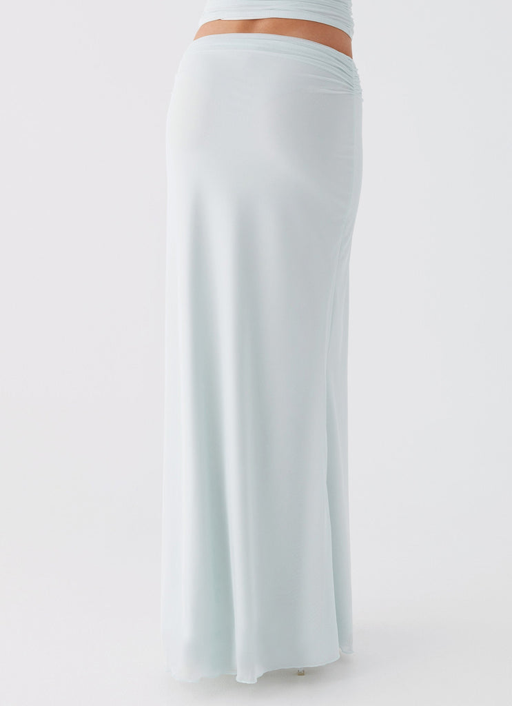 Womens Rayne Maxi Skirt in the colour Sage in front of a light grey background