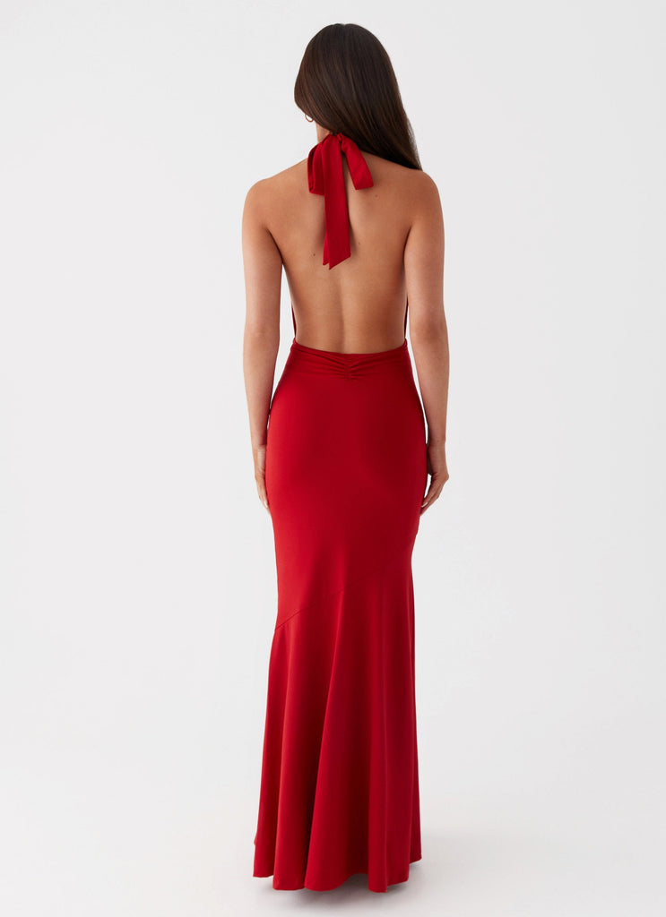 Womens Eliza Rose Maxi Dress in the colour Red in front of a light grey background