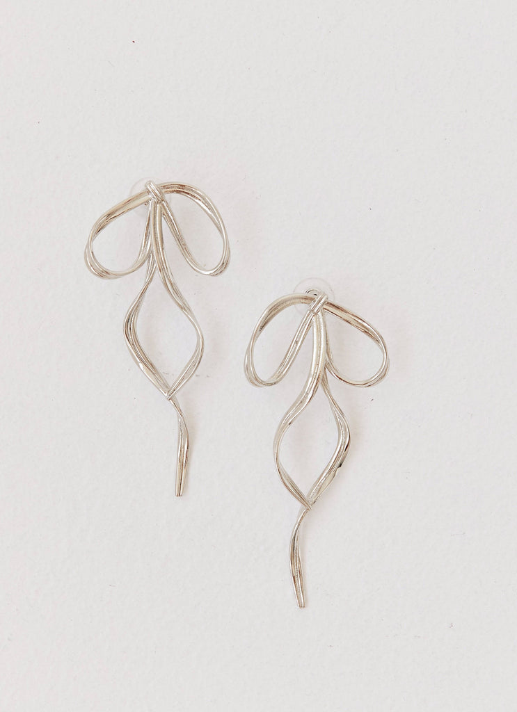 Diana Bow Earrings - Silver