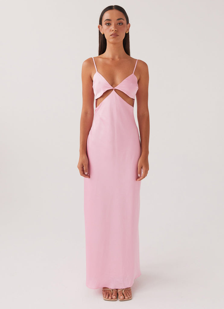 Womens Pretty In Pink Maxi Dress in the colour Rose Quartz in front of a light grey background