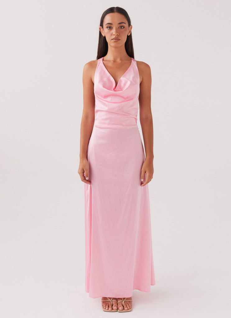 Womens Musa Maxi Dress in the colour Candy in front of a light grey background