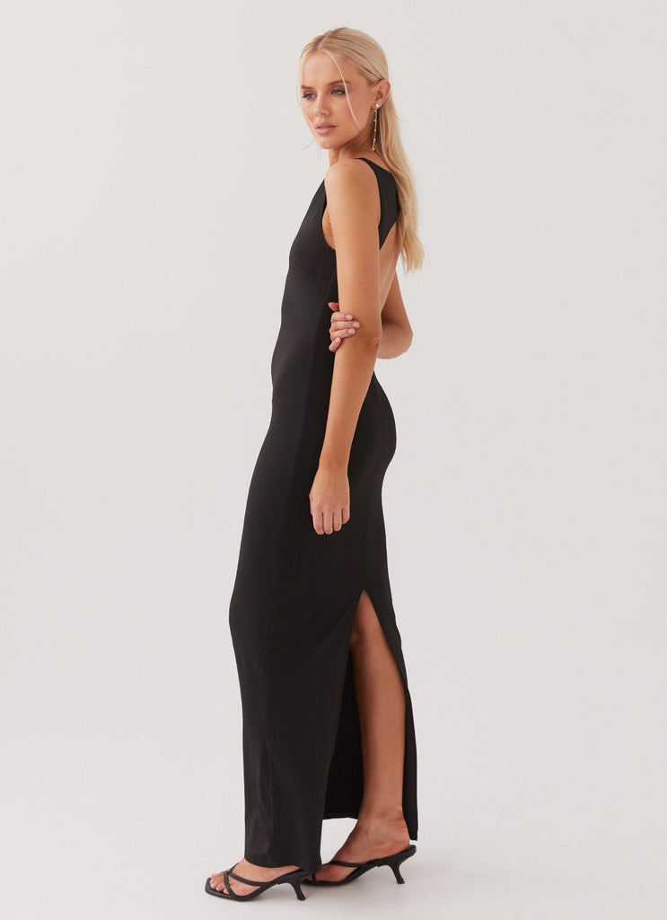 Womens Davina Maxi Dress in the colour Black in front of a light grey background