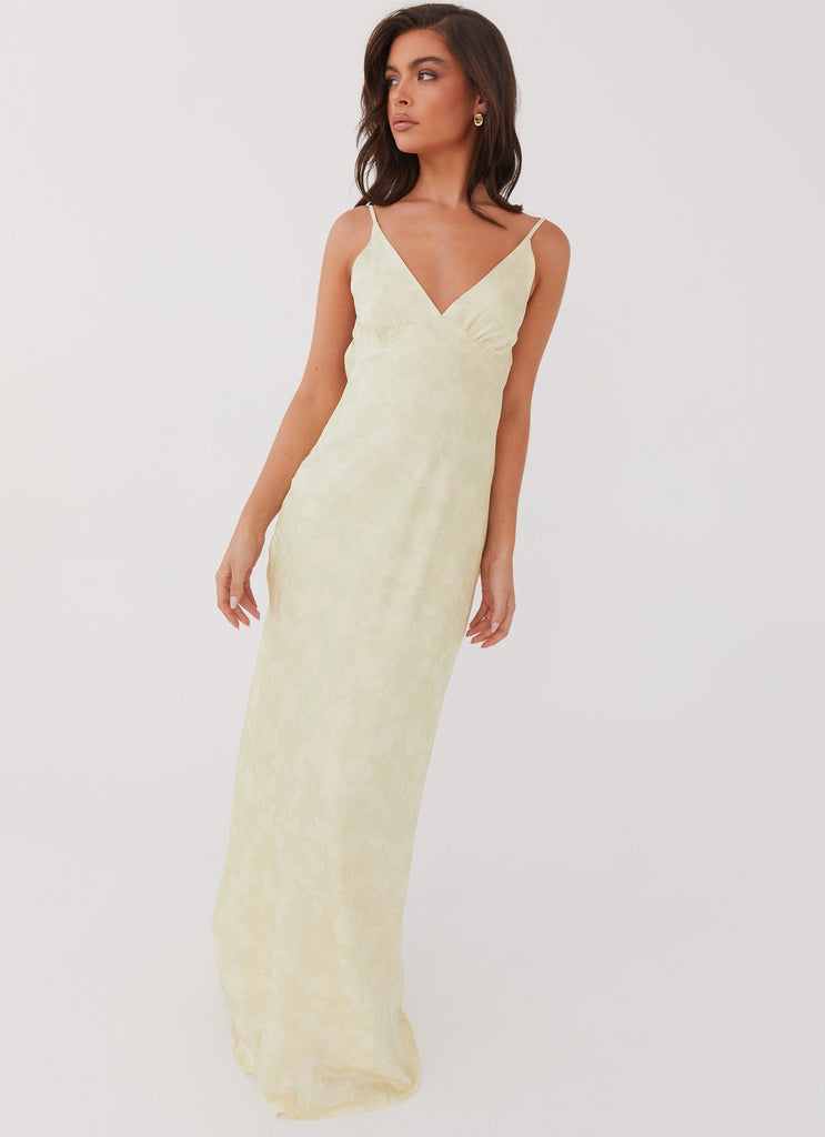 Womens Sorrento Sun Maxi Dress in the colour Yellow Floral in front of a light grey background