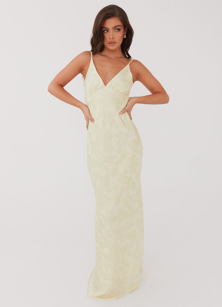 Womens Sorrento Sun Maxi Dress in the colour Yellow Floral in front of a light grey background