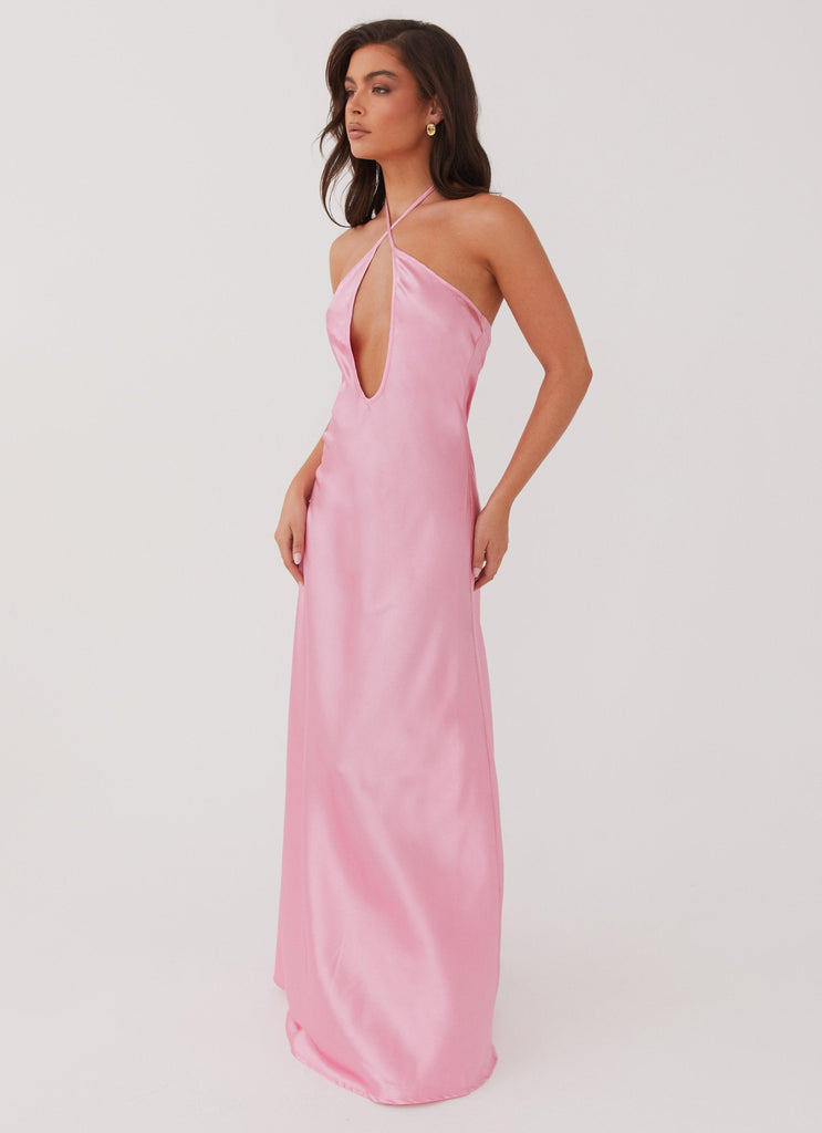 Womens Noir Symphony Maxi Dress in the colour Pink in front of a light grey background