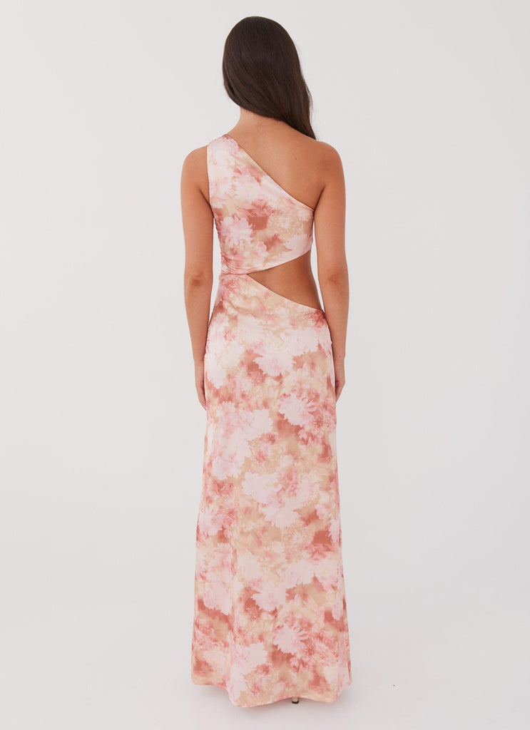 Womens Krista One Shoulder Maxi Dress in the colour Flower Garden in front of a light grey background