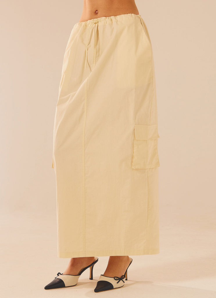 Curveball Cargo Midi Skirt - Beige