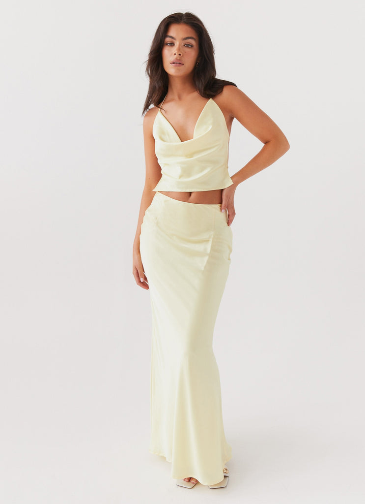 Ivanna Satin Maxi Skirt - Lemon