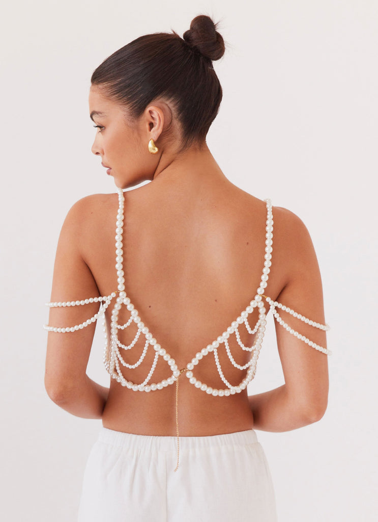 Serenade Pearl Beaded Bralet Top Pearl