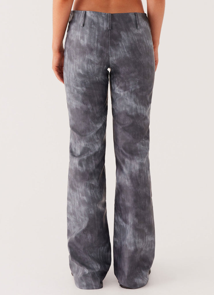 Womens Better When I'm Dancing Lace Up Pants in the colour Graphite in front of a light grey background