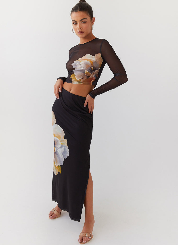 Mesh maxi skirt in black best sale