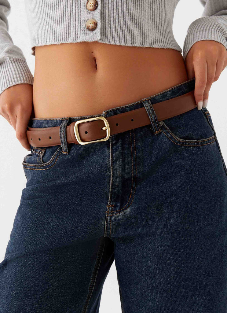 Womens Alessi Belt in the colour Brown in front of a light grey background