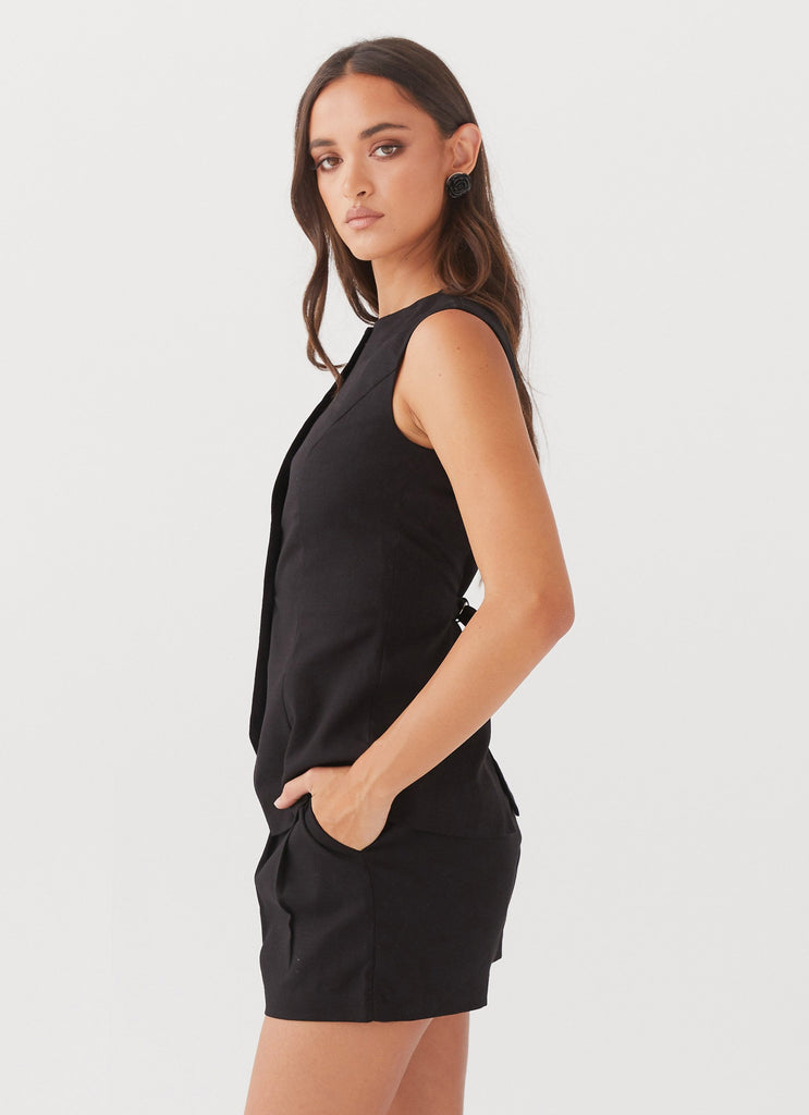 Womens Born For Bordeaux Linen Shorts in the colour Black in front of a light grey background