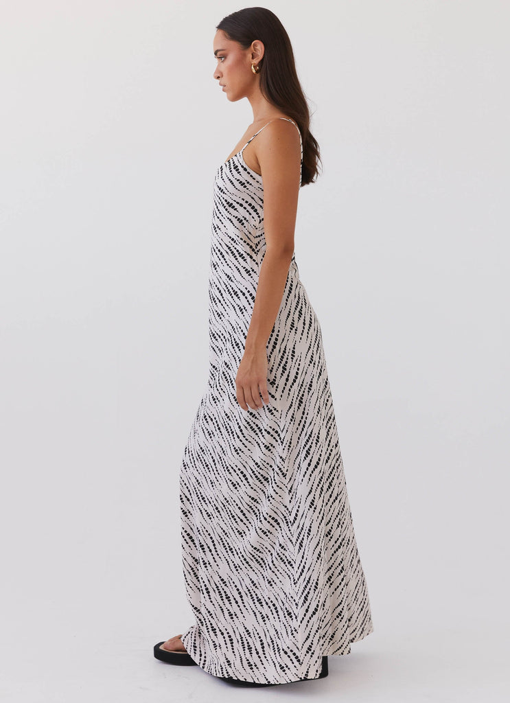 Womens Carol Maxi Slip Dress in the colour Pebble in front of a light grey background