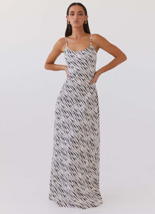 Womens Carol Maxi Slip Dress in the colour Pebble in front of a light grey background