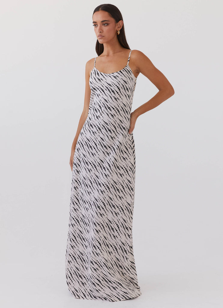 Womens Carol Maxi Slip Dress in the colour Pebble in front of a light grey background