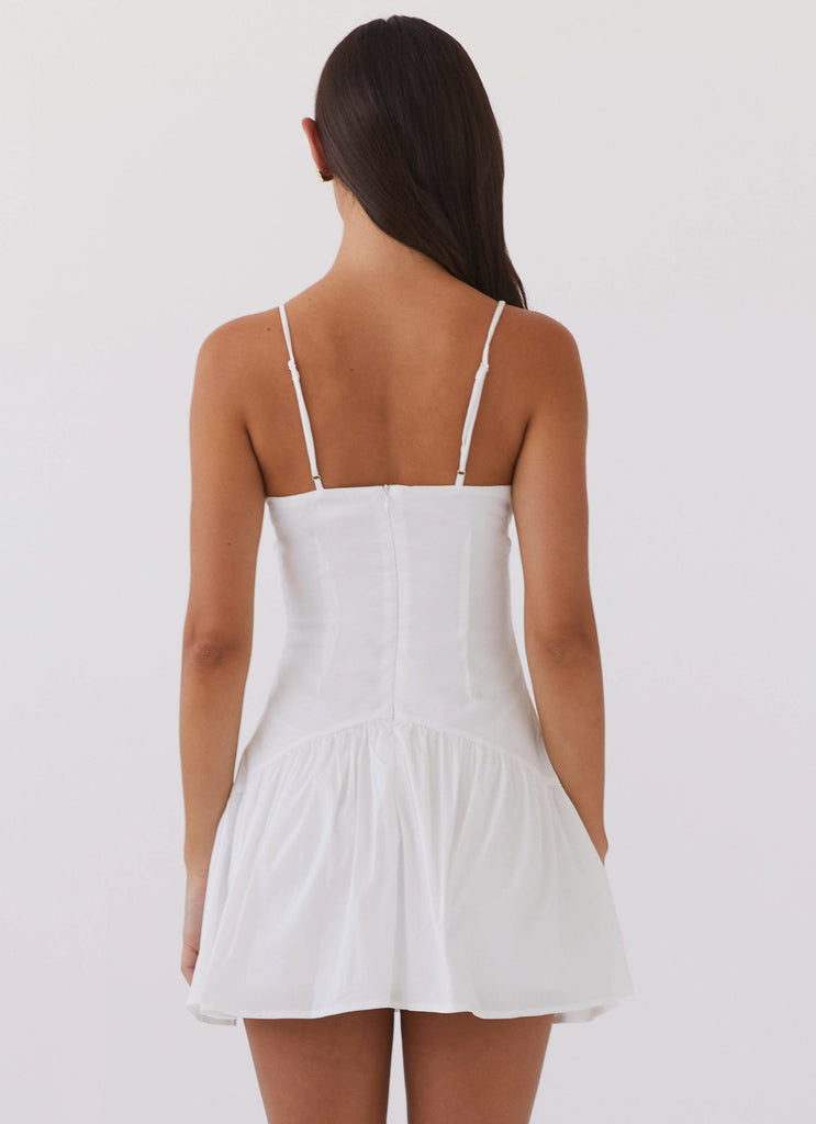 Womens Endless Summer Mini Dress in the colour White in front of a light grey background