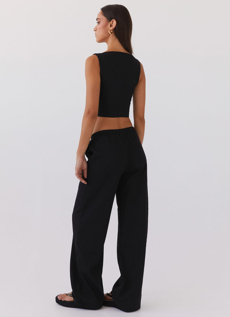 Fresh Face Linen Pants - Black