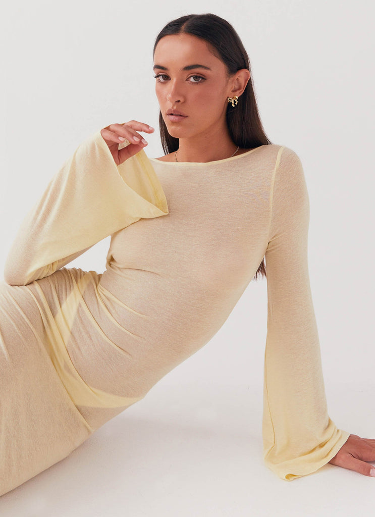 Olivia Long Sleeve Maxi Dress Lemon