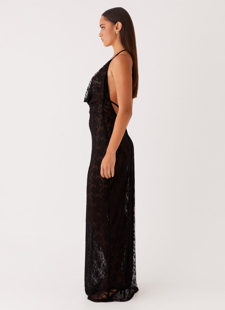 Womens Champagne Coastline Maxi Dress in the colour Black in front of a light grey background