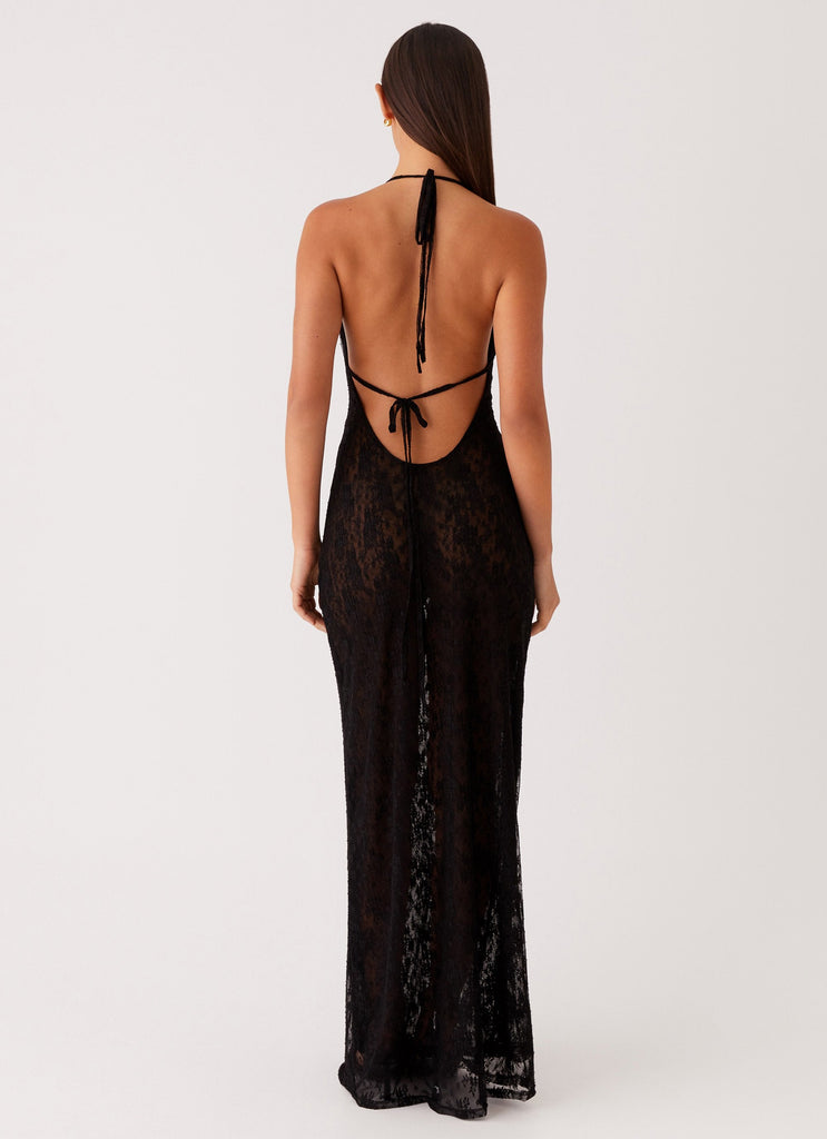 Womens Champagne Coastline Maxi Dress in the colour Black in front of a light grey background