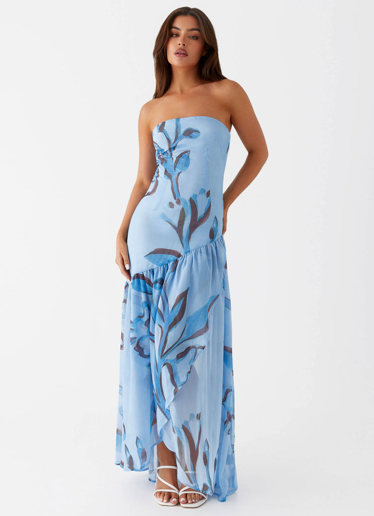 Light blue floral maxi dress best sale