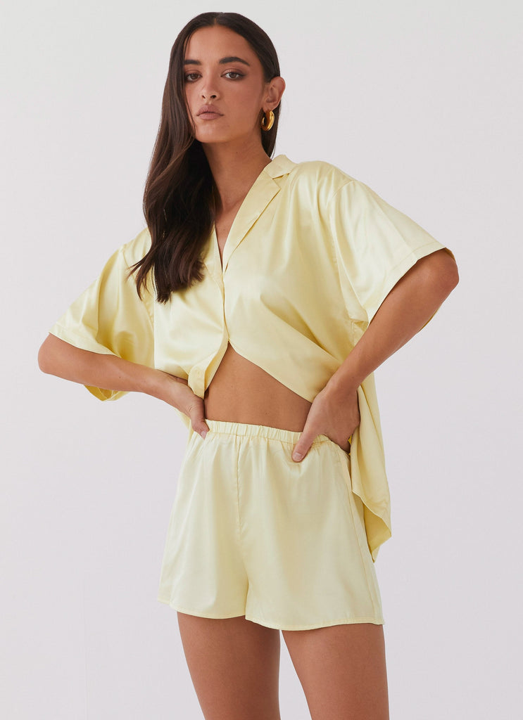 Julia Satin Shorts - Lemon