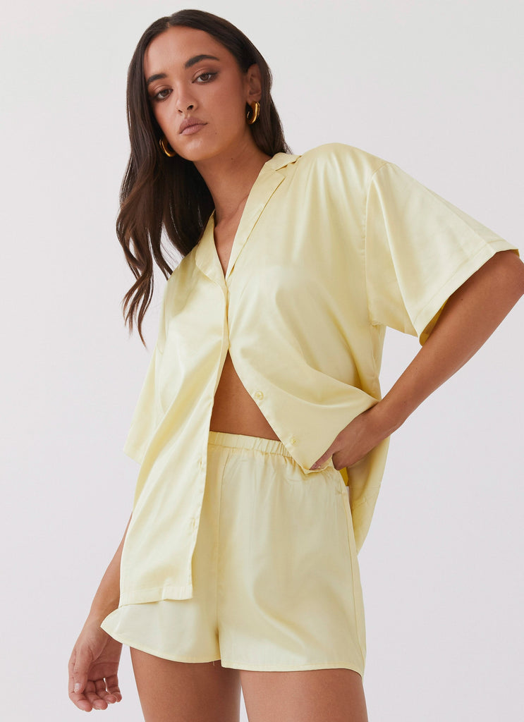 Julia Satin Shorts - Lemon