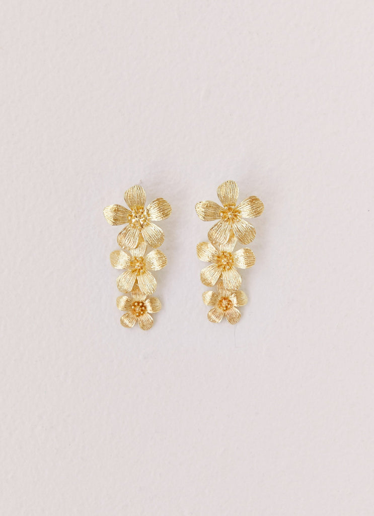 Cadie Flower Earrings - Gold