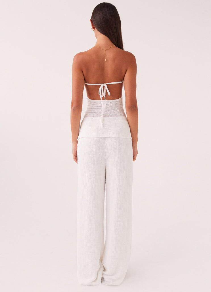 Womens Jadey Waffle Pants in the colour White in front of a light grey background