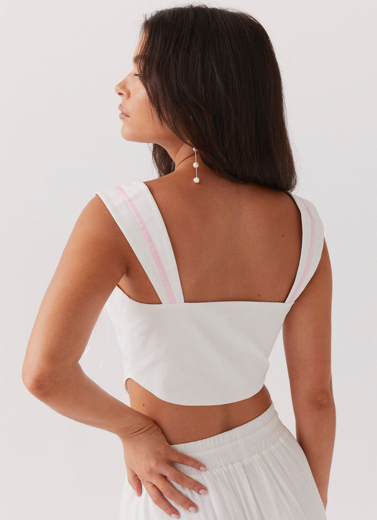 Love Letters Bow Bustier Top - Pink Ribbon