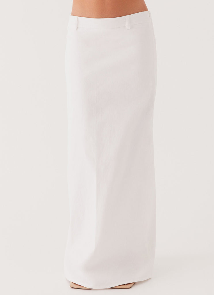 Womens Jaslyn Maxi Skirt in the colour White in front of a light grey background