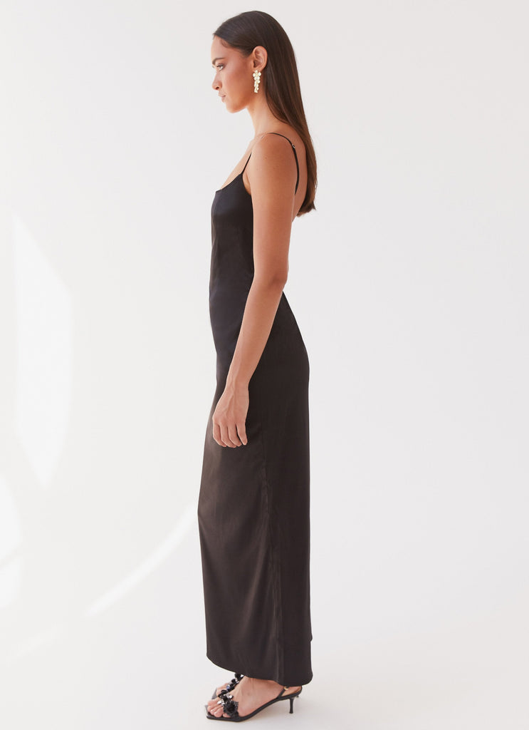 Womens Close To You Maxi Dress in the colour Black in front of a light grey background