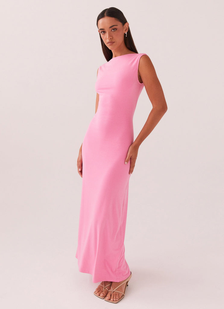 Womens Celina Maxi Dress in the colour Pink in front of a light grey background