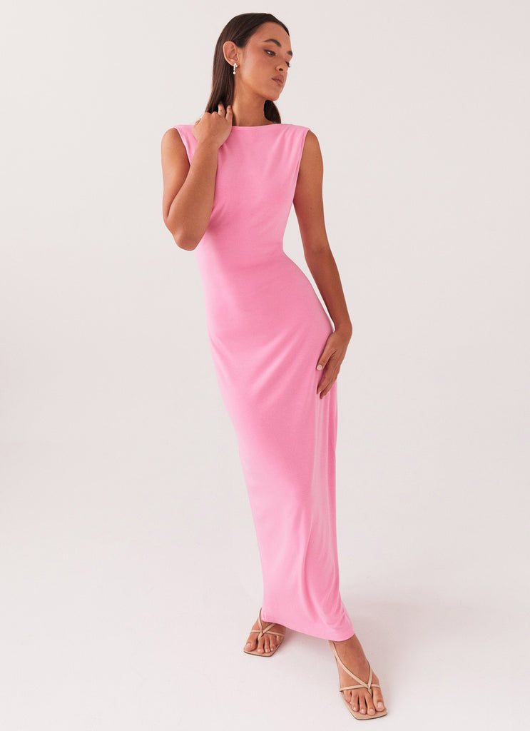 Womens Celina Maxi Dress in the colour Pink in front of a light grey background