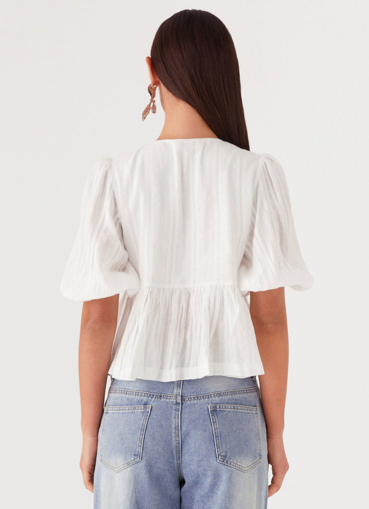 Womens Western Wind Tie Top in the colour White in front of a light grey background