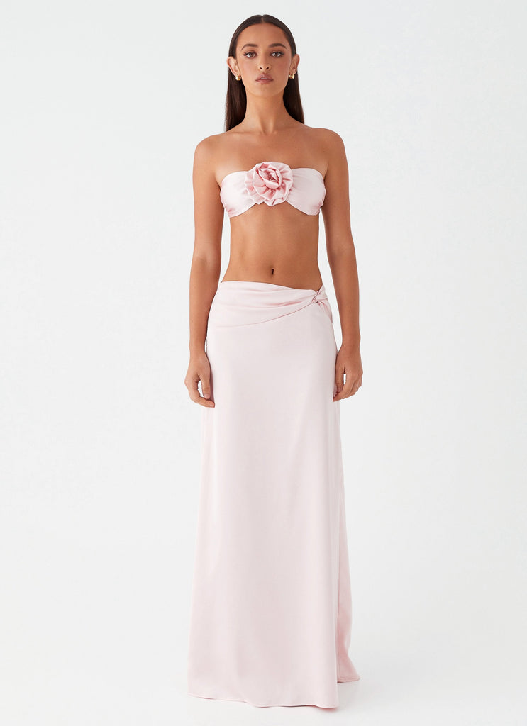 Womens Crescent Light Rose Bandeau Top in the colour Pink in front of a light grey background