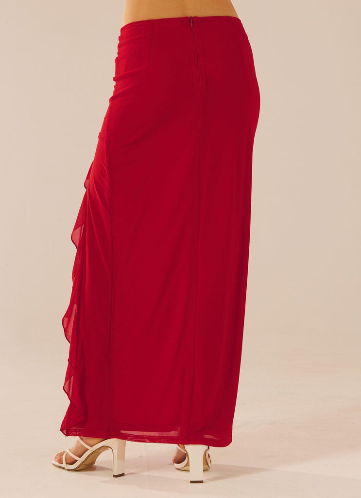 Bittersweet Mesh Maxi Skirt - Red Rose - Peppermayo