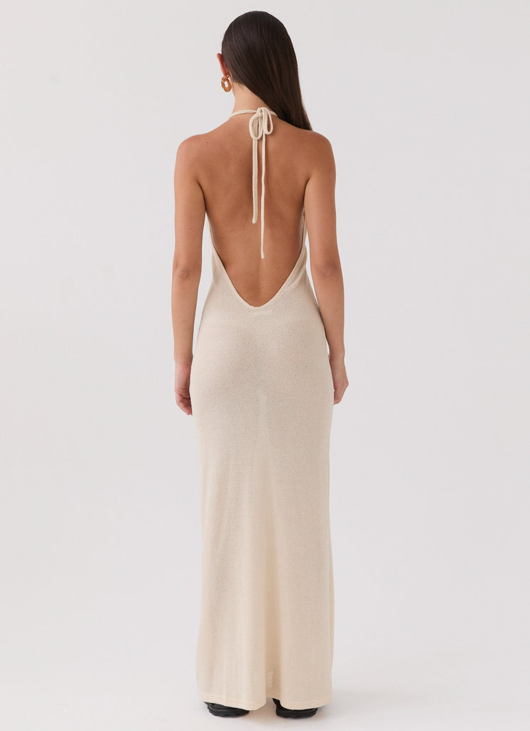 Womens Here With Me Knit Maxi Dress in the colour Sand in front of a light grey background