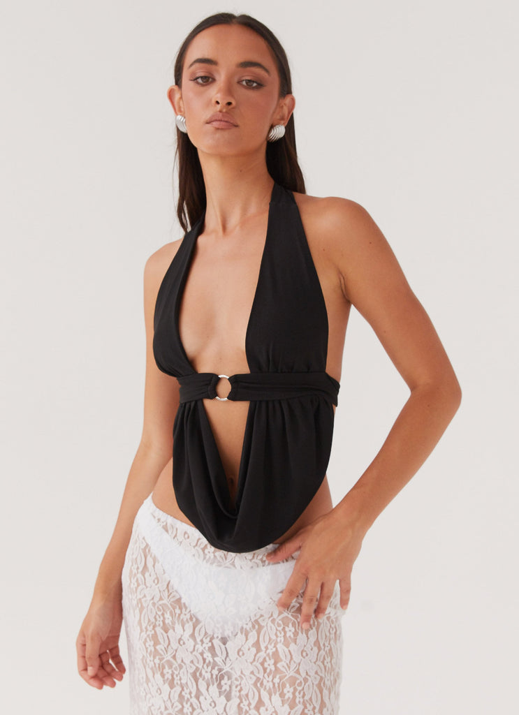 Island Hues Halter Top - Black