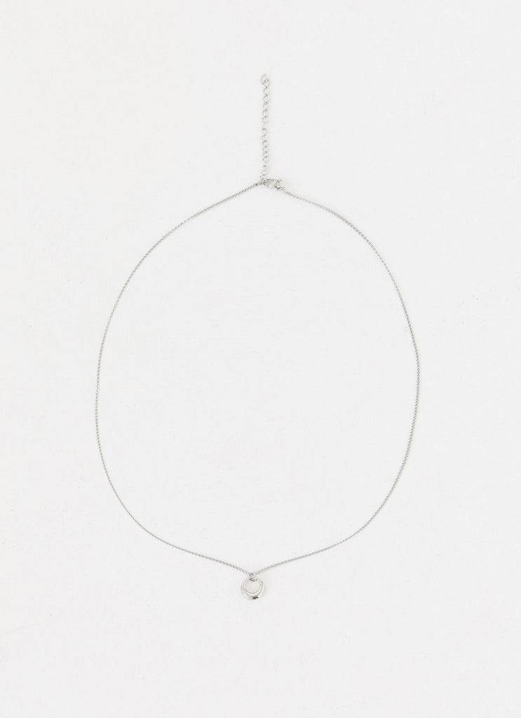 Womens Eulalie Pendant Necklace in the colour Silver in front of a light grey background