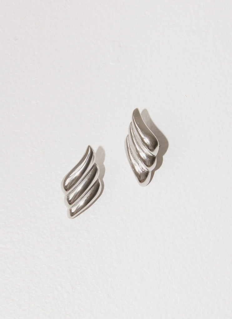 Womens Eileen Earrings in the colour Silver in front of a light grey background