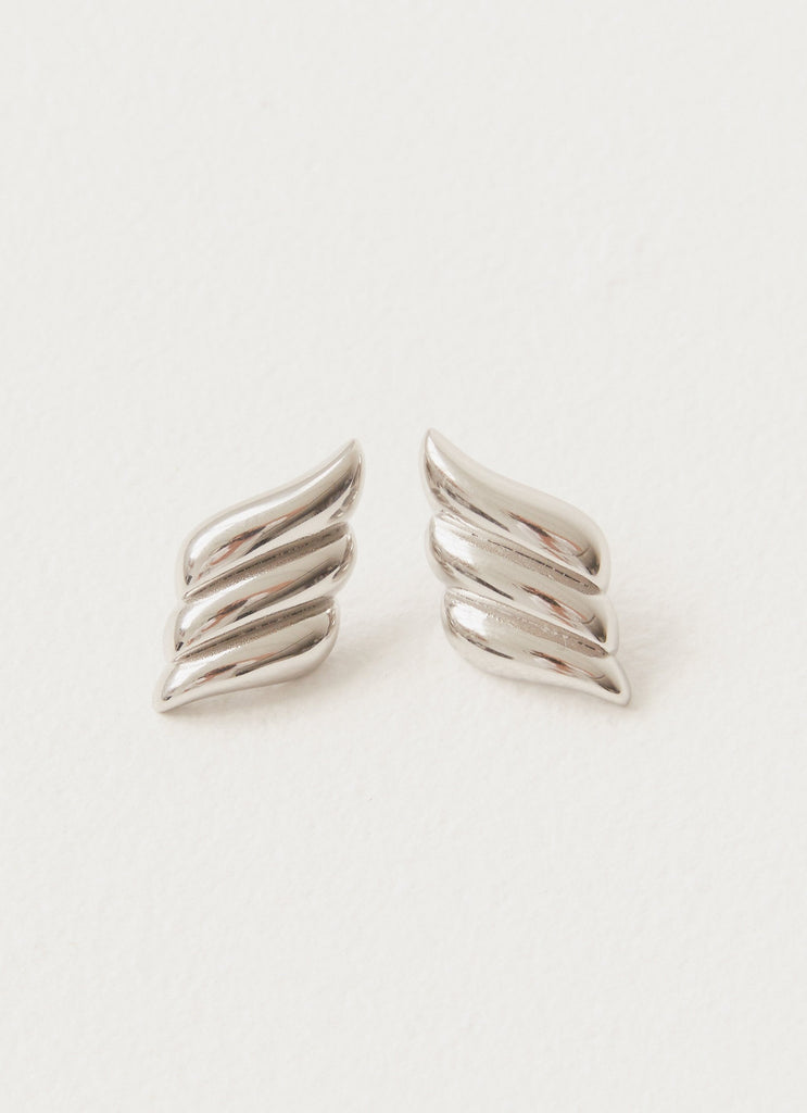 Womens Eileen Earrings in the colour Silver in front of a light grey background